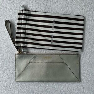 Henri Bendel Wallet Clutch Purse Wristlet Silver West 57th